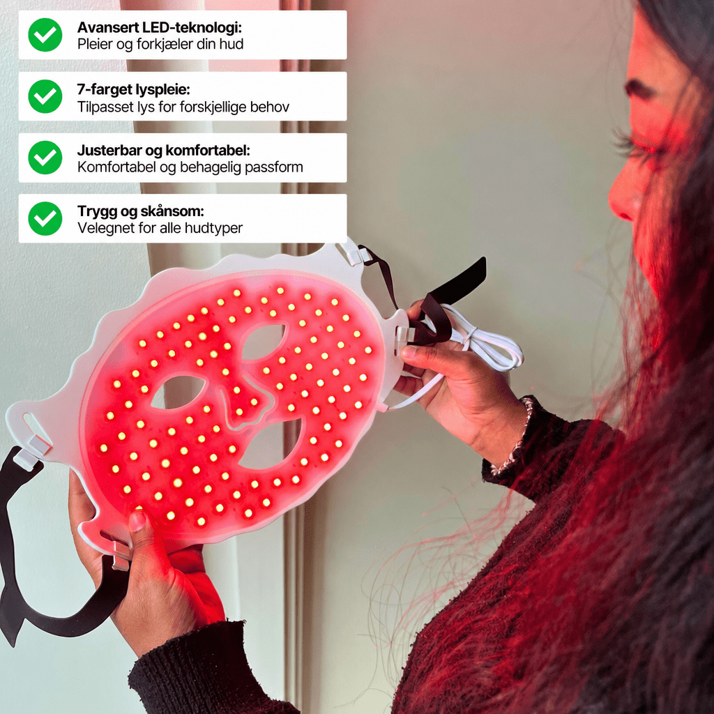 LED Maske 2.0™ – Lysterapi - maske som lysner, strammer opp og jevner ut huden din - AVABeauty.no